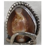 443 - SILVER & STONE RING (6.5) (J92)