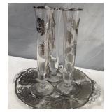 11 - VINTAGE SILVER OVERLAY BUD VASES (C29)