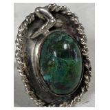 443 - STERLING SILVER & GREEN TURQUOISE RING