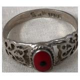 443 -STERLING SILVER CORAL CABUCHON (K96)