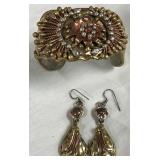 443 - COPPER/SILVER ERARINGS & BRACELET (J94)