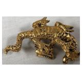 443 - VINTAGE GOLD-TONE DRAGON FIGURINE (J79)
