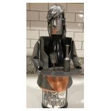 430 - WINE BOTTLE HOLDER SCULPTURE & BOTTLE (A13)