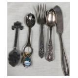443 - LOT OF COLLECTIBLE SPOONS, FORK, KNIFE