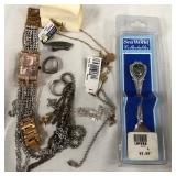 443 - COSTUME JEWELRY & COLLECTIBLE SPOON (J58)
