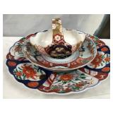 11 - GOLD IMARI-STYLE PLATTER, BOWL & BASKET (C65)