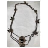 443 - VINTAGE STERLING SILVER & ONYX NECKLACE (J4)