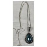 443 - STERLING SILVER MARCASITE & TOPAZ PENDANT
