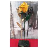 522 - 3 SCULPTED METAL ROSES (C185)