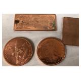 11 - 4 FINE COPPER COINS & BARS (C209)