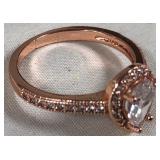 443 - STERLING SILVER & CZ RING (7.75) (J83)
