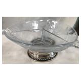 11 - STERLING SILVER & GLASS DIVIDED DISH (C47)