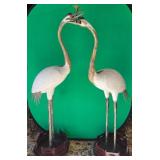 716 - VINTAGE LIFE SIZE CARVED CRANES (SEE PICS)