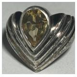 STERLING SILVER SIZE 7 CITRINE RING 7.10GRS