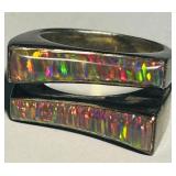 STERLING SILVER SIZE 8 OPAL RING 9.50GRS
