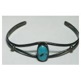 STERLING SILVER BABY TURQUOISE CUFF BRACELE 6.00G
