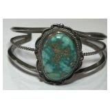 STERLING SILVER TURQUOISE CUFF BRACELET 30.40GRS