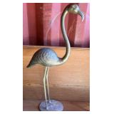 11 - VINTAGE BRASS FLAMINGO STATUE