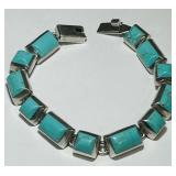 STERLING SILVER 7.50INCH TURQUOISE  BRAC. 37.50 GR
