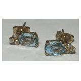 14KT GOLD TOPZ & DIAMOND EARRINGS 1.50GRS