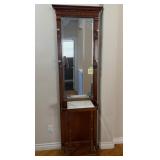 503 - ANTIQUE WOOD MIRRORED HALL ENTRY CABINET