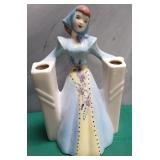VINTAGE CERAMIC LADY DOUBLE VASE (N74)