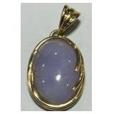 14KT YELLOW GOLD LAVENDER JADE PENDANT 2.60GRS