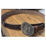 11 - LEATHER BELT WITH US ARMY BUCKLE