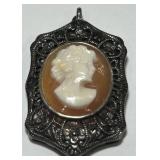 STERLING SILVER CAMEO PENDANT 3.50GRS
