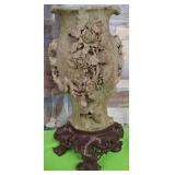 11 - LARGE CARVED SOAPSTONE VASE 18"T (U33)