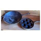 11 - CAST IRON WOK & PUFF PAN