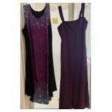 503 - TWO FORMAL DRESSES BURGANDY PURPLE SIZE 16