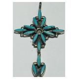 STERLING SILVER TURQUOISE CROSS PENDANT 3.00GRS