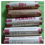696 - FIVE ROLLS OF PENNIES (Z3)
