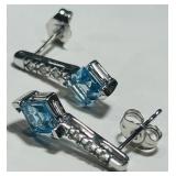 14KT GOLD TOPAZ & DIAMOND EARRINGS 2.30GRS