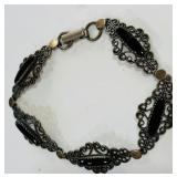VINTAGE STERLING SILVER ONYX BRACELET 9 GRS