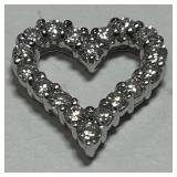 14KT WHITE GOLD DIAMOND HEART PENDANT 2.50GRS