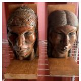 11 - PAIR OF WOOD CARVED BOOKENDS