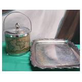 537 - SILVERPLATED SERVING TRAY & ICE BUCKET(N71)