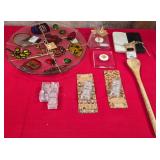 43 - NEW WMC PLATTER, COASTERS, WOODEN SPOON