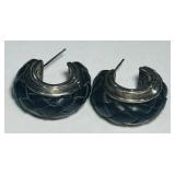 STERLING SILVER LEATHER EARRINGS 10.50GRS