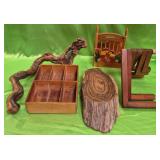 11 - RUSTIC HAND CARVED WOODEN STUDIO CRAFT ITEMS