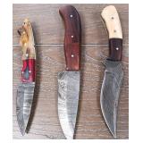 492-HAND CRAFTED HUNTING KNIVES W/ DAMASCUS BLADES