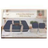 310 - 5 PIECE GLASS BAKING SET W/ CARRY BAG