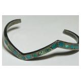 STERLING SILVER TURQUOISE CUFF BRACELET 12.70GRS