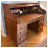 503 - ANTIQUE OAK ROLL TOP DESK (N30)