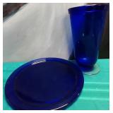 537 - COBALT BLUE PLATE & FOOTED GLASS (N39)