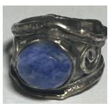 STERLING SILVER SIZE 9 IOLITE RING 9.20GRS