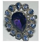 STERLING SILVER SIZE 5.5 AMETHYST RING 7.80GRS