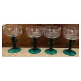 310 - SET OF 4 CACTUS STYLE GLASS GOBLETS (A93)